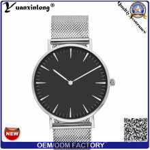 Venda quente YXL-198 mais novo malha cinta homens inox quartzo pulso Watch Mens Black Face do relógio relógios